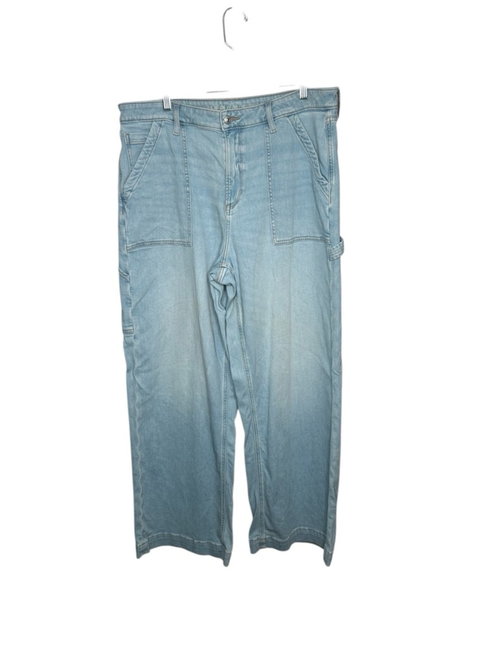 American Eagle Outfitters Light Blue Stretch Denim Pants size 16 high rise baggy